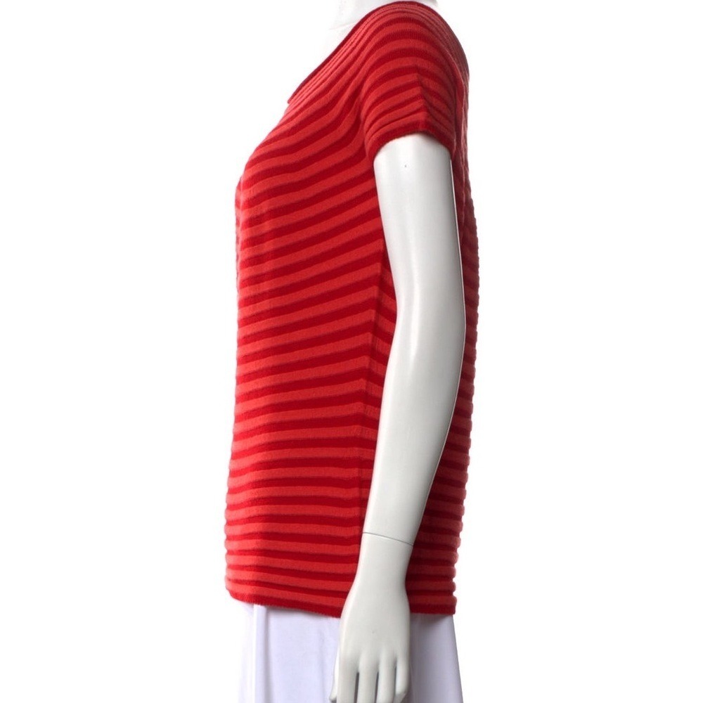Armani Collezioni Red / Orange Wool Striped Top, Size 12 - Picture 6 of 6